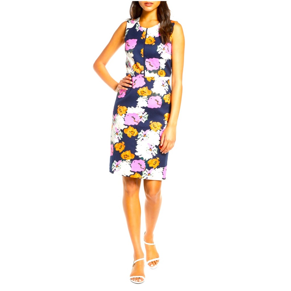 J Crew Portfolio Petunia Navy Pink Floral Dress 6